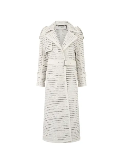 Philipp Plein weaved leather trench coat Neutrals PAFCWLA0082PLE010N