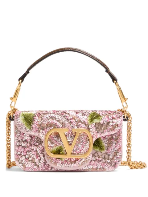 Valentino Garavani Locò small embroidered shoulder bag Pink WB0K53HVH