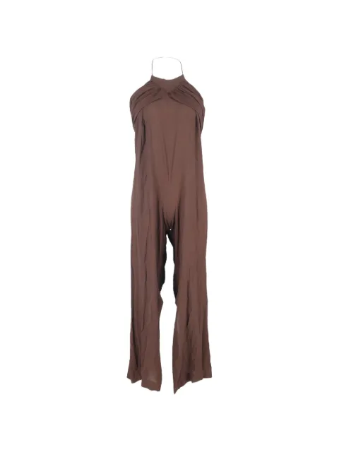 Jacquemus Pre-Owned halterneck pleated jumpsuit Brown NAPPUGBCL646974W