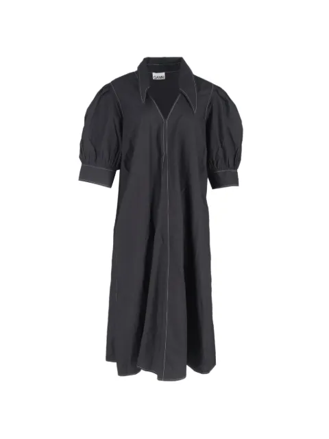 GANNI puff-sleeved dress Black RFCPUGBCL676138W