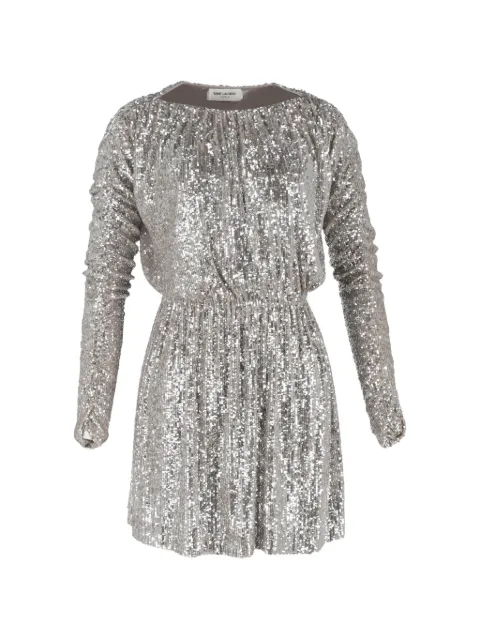 Saint Laurent Pre-Owned sequined mini dress Silver NAPPUGBCL647119W