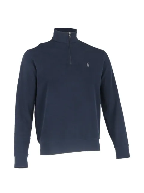 Ralph Lauren Vintage logo embroidered half-zipped sweater Blue RFCPUGBCL678666M