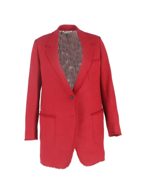 Thom Browne single-breasted frayed blazer Red NAPPUGBCL646674W