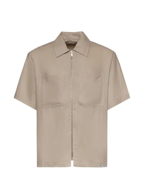 WOC zip-up chest-pocket shirt Neutrals 026ST167LICAMEL