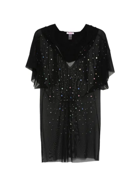 Pin Up Stars rhinestone rain hooded blouse Black PG151TO