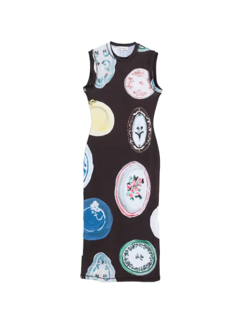 Stine Goya printed midi dress Brown SGD104
