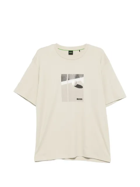 BOSS tennis-artwork T-shirt in pima cotton Neutrals 50554365