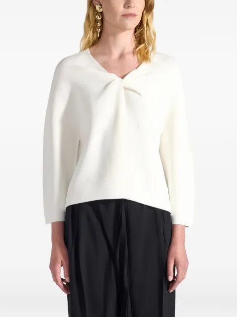 Liviana Conti twisted V-neck sweater White F6SA18