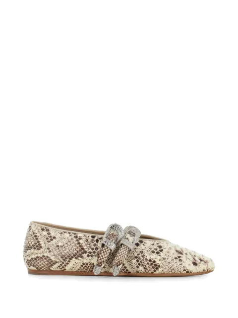 Le Monde Beryl Classic Claudia buckled snake-effect ballet flats Neutrals CLMSNAROC