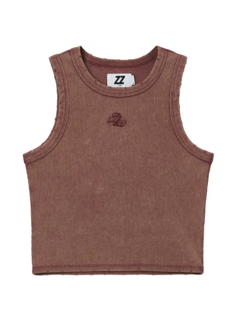 izzue distressed ribbed top Brown IZXVTW00947X