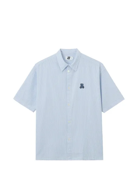 izzue striped-pattern logo-appliqué shirt Blue IZXSRM00412X