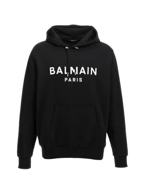 Balmain logo-detail long-sleeve hoodie Black DH1JR002BB65EAB