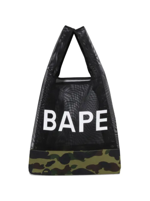 A BATHING APE® camouflage-print mesh-panelled tote bag Black 001BAM301009M