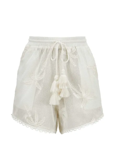 FARM Rio palm trees tassel mini shorts White 344757