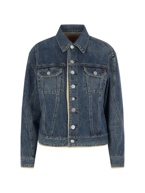 Undercover contrast-trim distressed denim jacket Blue UC1F12022