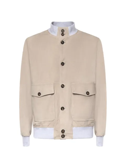 Eleventy buttonned leather jacket Neutrals M75GBTM43PEL0M0