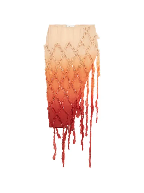 Blumarine asymmetrical fringed skirt Orange 2G288A