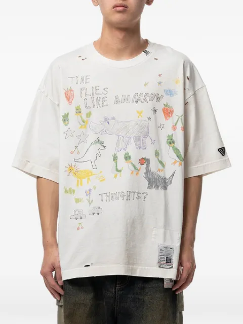 Maison MIHARA YASUHIRO distressed graphic-print t-shirt White J16TS831