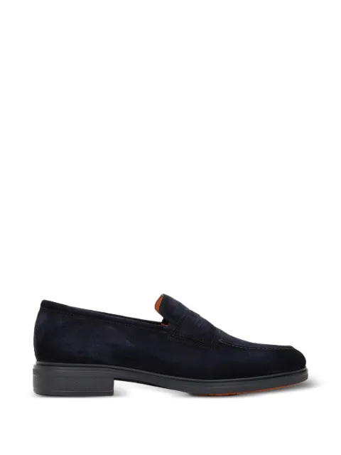 Santoni block-heel suede loafers Blue MGEG18964NEAXGEXU60