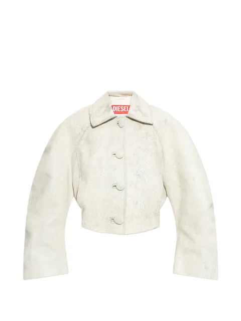 Diesel cropped cocoon jacket in crackle leather Neutrals A228850EGEQ