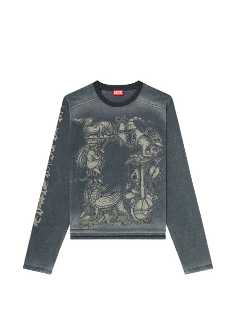 Diesel long-sleeve T-shirt with graphic motif Black A230020WECN