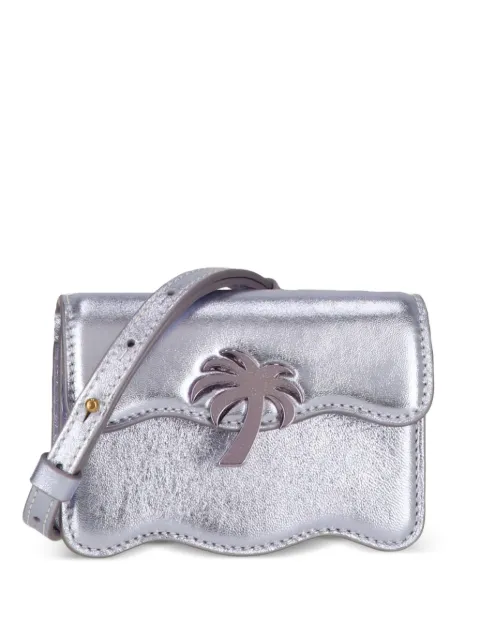 Palm Angels Palm metallic-leather crossbody bag Silver PWNX001F22LEA0027272