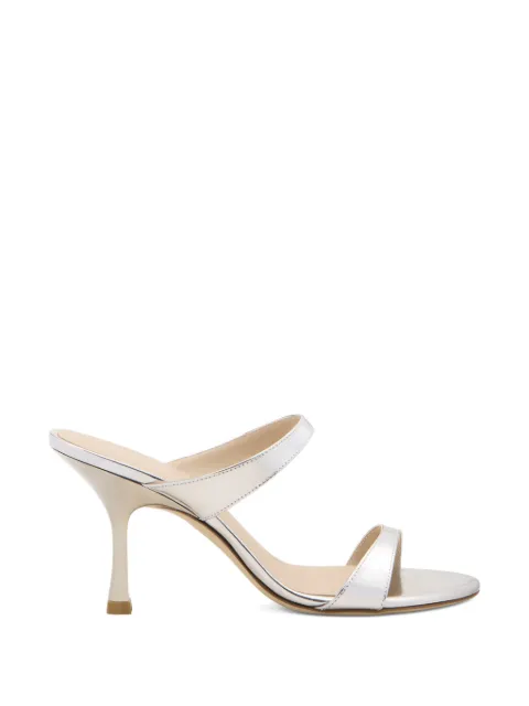 Stuart Weitzman two-strap nudist slide sandals Silver SL462LSPSLV