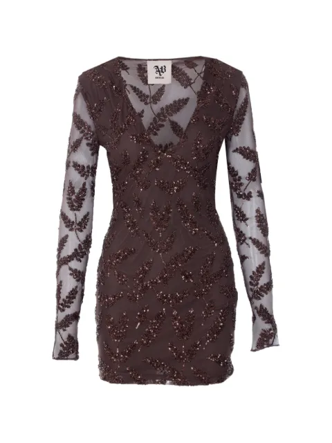 Aniye By sequined embroidered long-sleeved mini dress Brown 18513802481