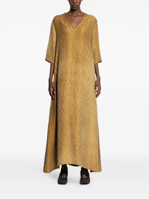 Uma Wang Apostle diamond-jacquard midi dress Yellow S6MUP5002