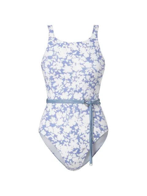 Michael Michael Kors floral-print ring-detail swimsuit Blue MM55120