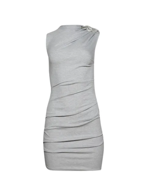 David Koma crystal brooch ruched mini dress Grey AW25DK59D