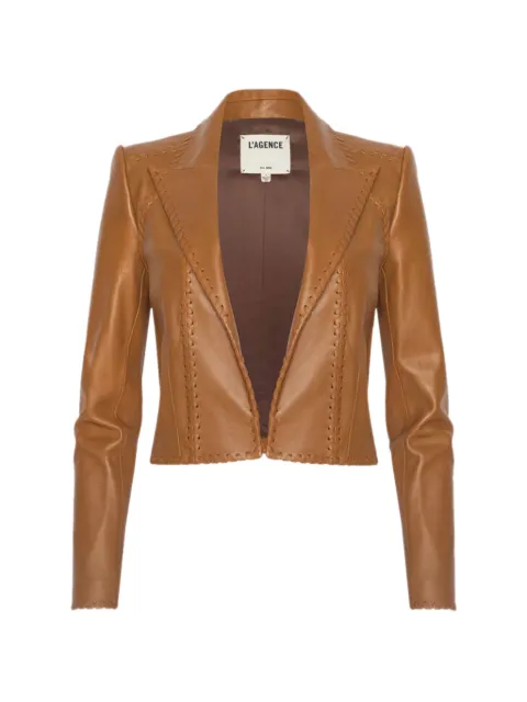 L'Agence Dulcie whipstitch leather jacket Brown 1996MLLSFCO
