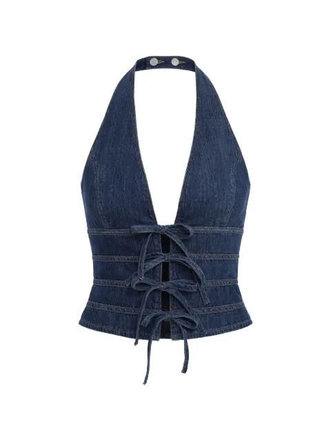 Reformation tie detail halter top Blue 1317126DEG