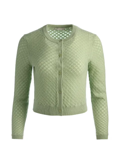 alice + olivia Dollie pointelle cardigan Green CC602529702