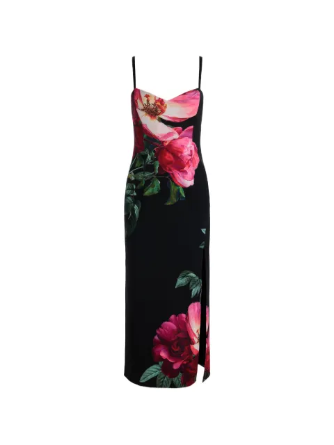 alice + olivia Nina sweetheart floral-print midi dress Black CC602P32512