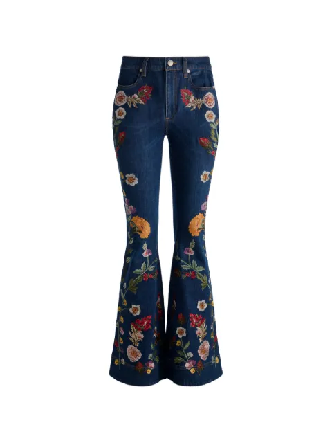 alice + olivia Beautiful floral embroidered jeans Blue CD602E25117A
