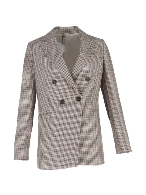 Brunello Cucinelli Vintage houndstooth-pattern double-breasted blazer Neutrals NAPPUGBCL646901W