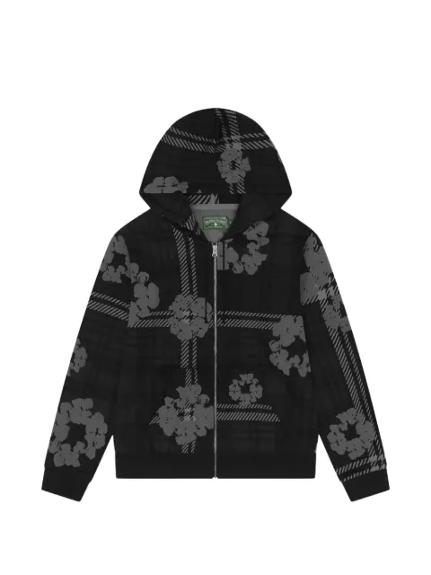 Denim Tears patterned zip-up hoodie Black DT390