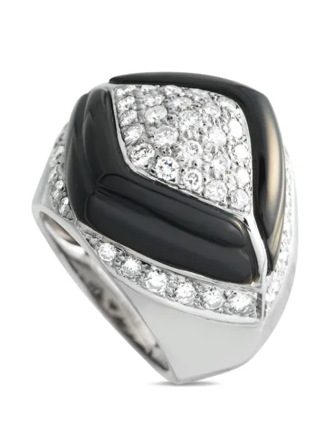 LB Exclusive 18K white gold diamond black ring Silver MF28011626