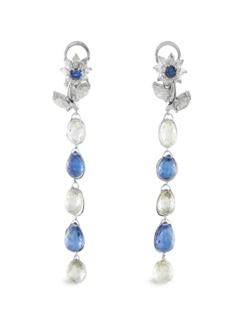 LB Exclusive floral-motif diamond and sapphire drop earrings Silver MF260116126