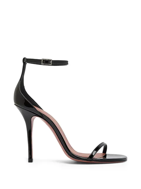 Amina Muaddi Barbara crystal-embellished heeled sandals Black BARBARASANDAL105BLACKPATENTWHITECRYSTALBUCKLE