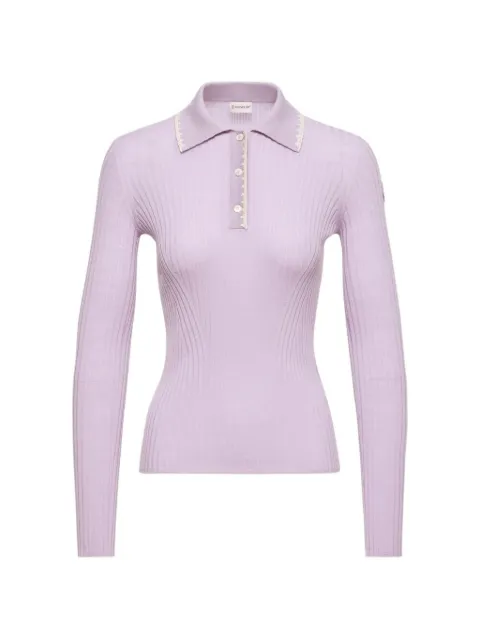 Moncler ribbed longe sleeve polo shirt Purple L10939A00003M1180