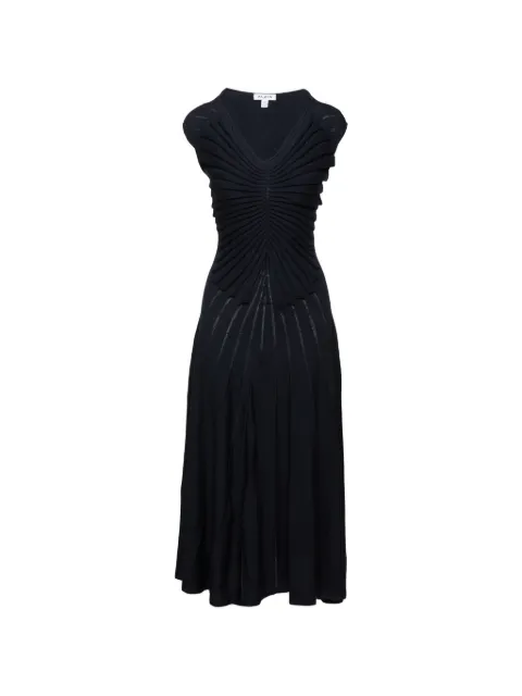 Alaïa V-neck pleated midi dress Blue AA9R2861K162C