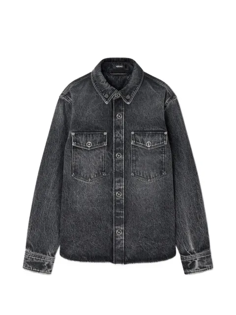 Versace printed-foulard denim overshirt Grey 10221971A16799