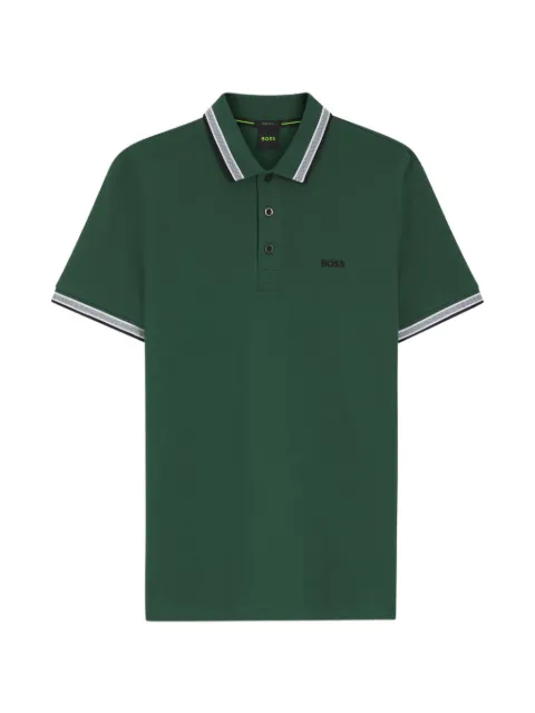 BOSS striped collar polo shirt Green 50469055