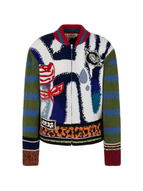 Marni graphic-print zip-up cardigan White CDMG0168Q0UFWH94