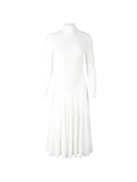 Alaïa pleated turtleneck midi dress White AA9R2834K142C