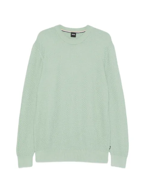 BOSS textured crew neck sweater Green 50545283