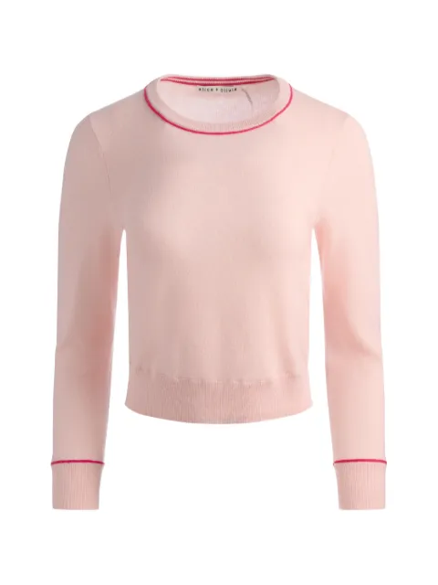 alice + olivia Coralann tipping crew-neck sweater Pink CC602529717
