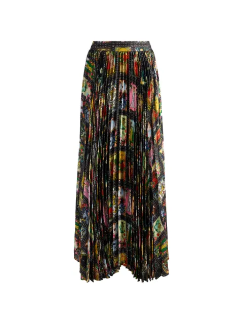 alice + olivia Katz pleated printed maxi skirt Black CC602P27303